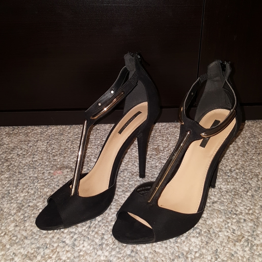 Black T-strap heels
